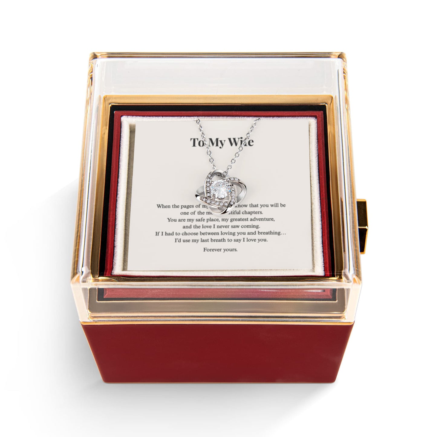 Love Knot Necklace for Wife | Rotating Rose Gift Box