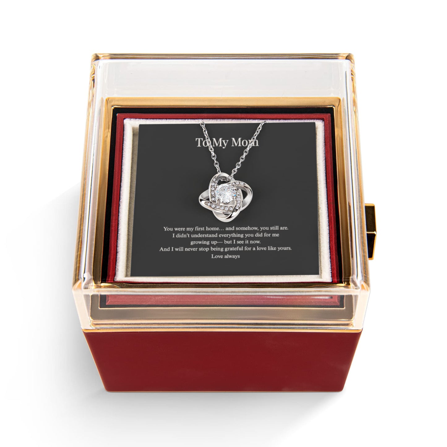 Love Knot Necklace for Mom | Rotating Rose Gift Box