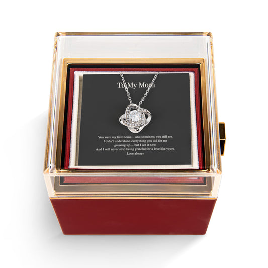 Love Knot Necklace for Mom | Rotating Rose Gift Box