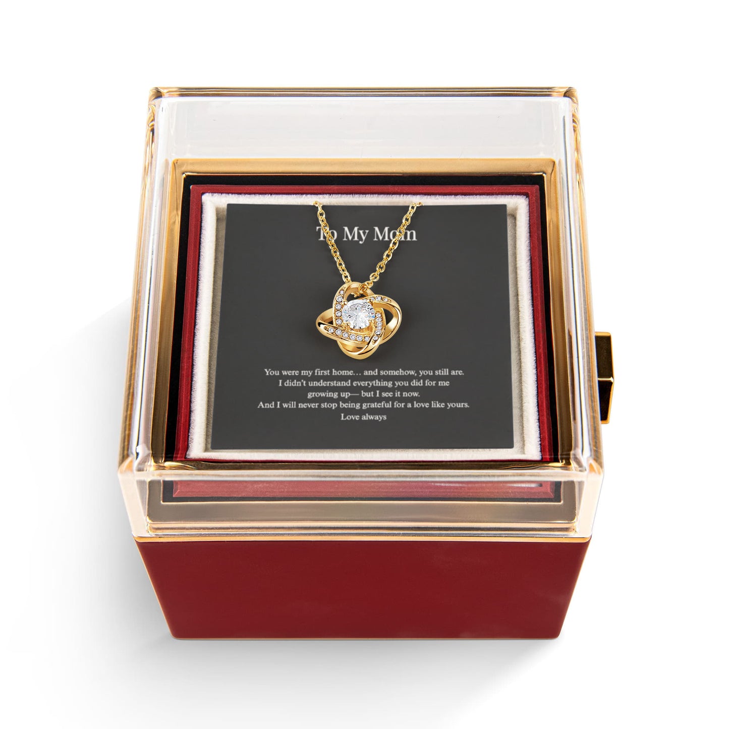 Love Knot Necklace for Mom | Rotating Rose Gift Box
