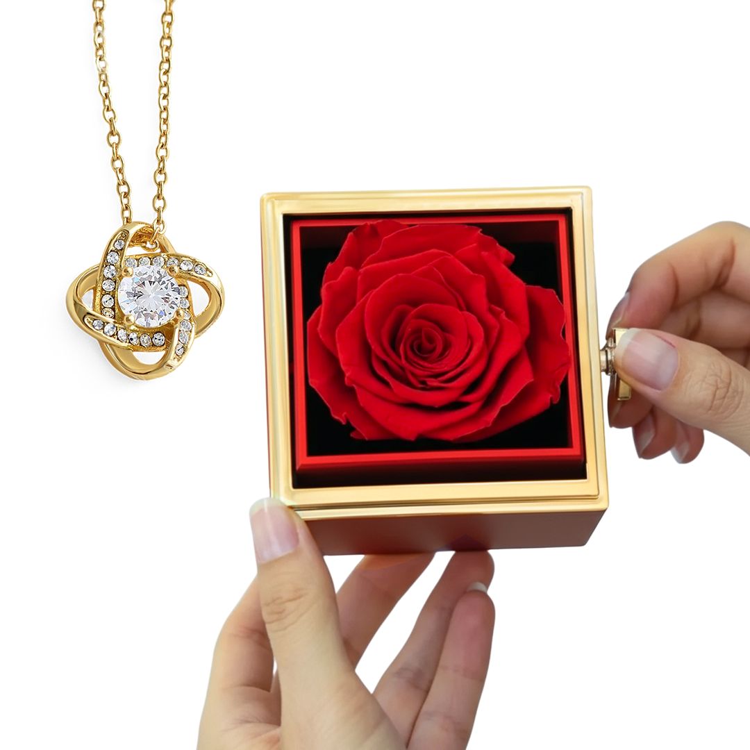 Love Knot Necklace for Bonus Mom | Rotating Rose Gift Box