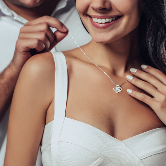 Love Knot Necklace for Wife | Rotating Rose Gift Box